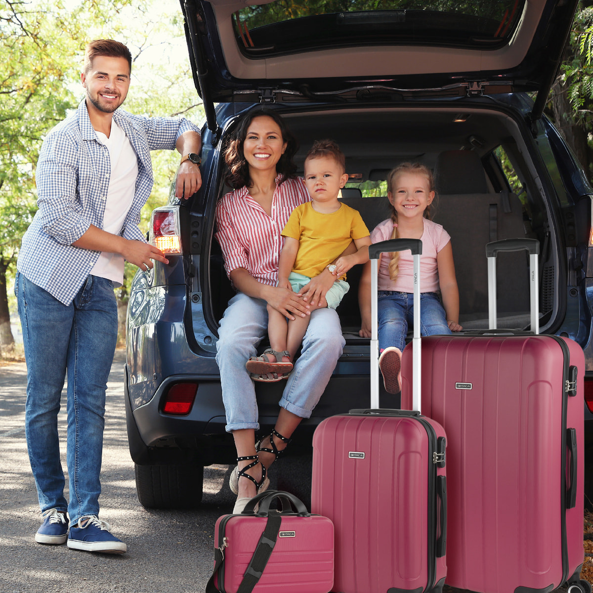 Juego De Maletas Rígidas Abs Itaca Havel Fresa