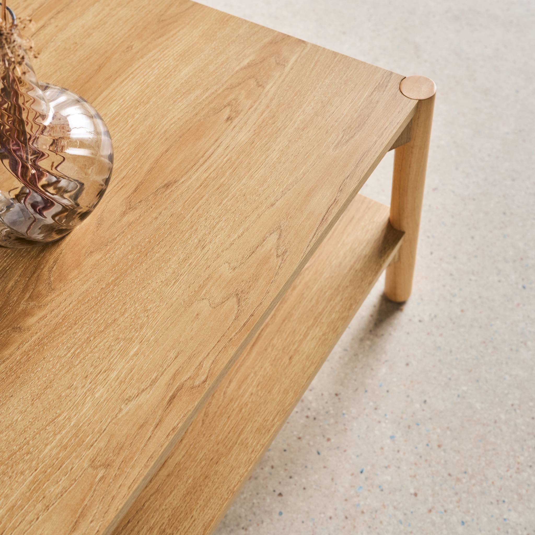 Table basse rectangulaire décor bois double plateau 110cm naturel - Harmony