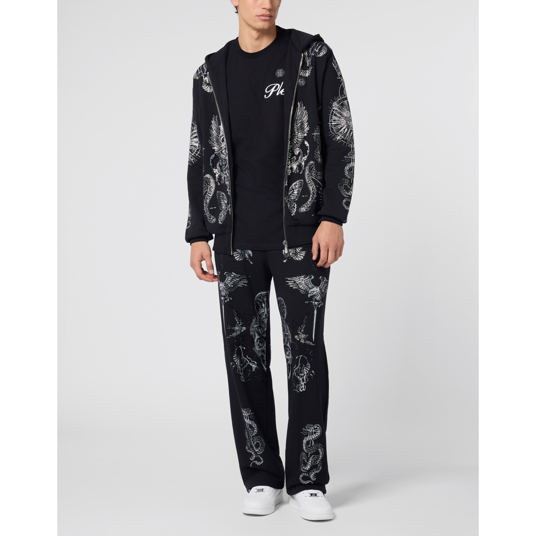 PHILIPP PLEIN Zip Hoodie Tattoo Stones