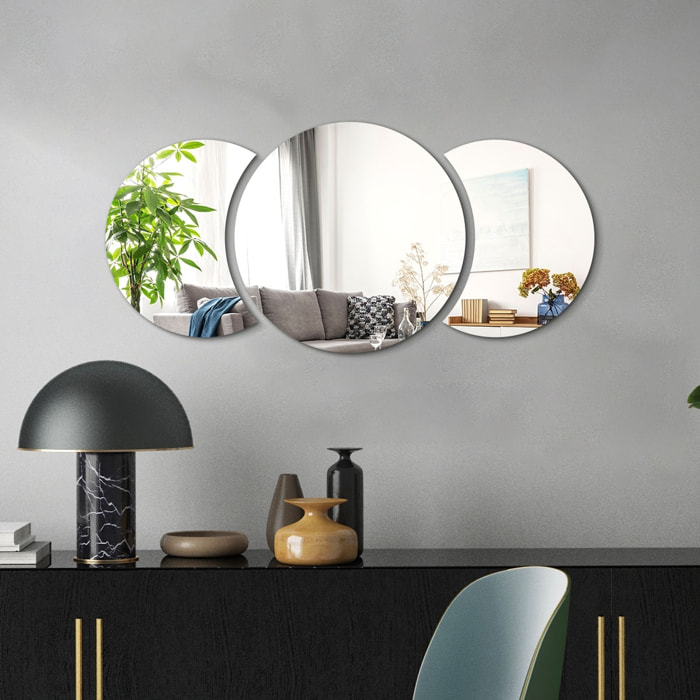 3 stickers miroirs rond et demi-lune