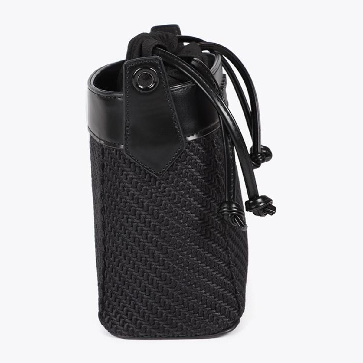 Borsa a tracolla combinata in tessuto e similpelle