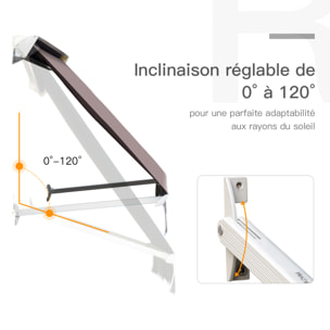 Store banne manuel inclinaison réglable aluminium polyester imperméabilisé 70L x 180l cm taupe clair