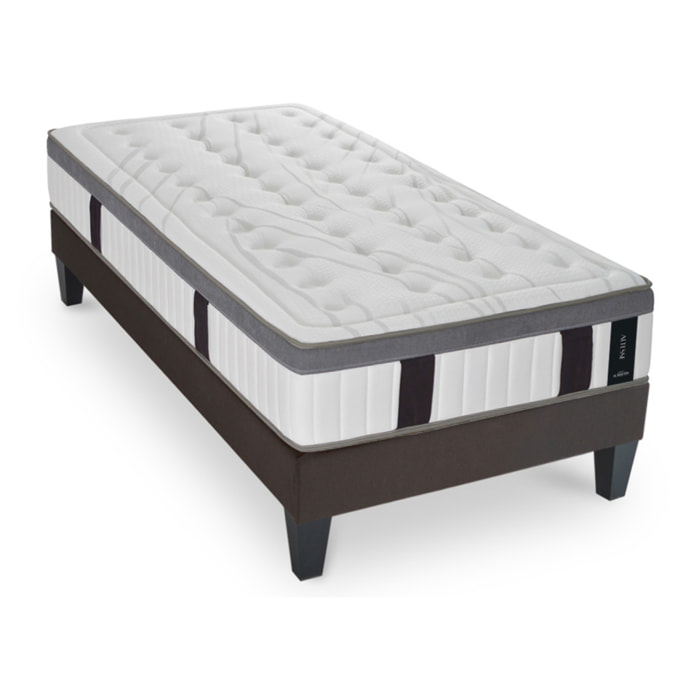 Ensemble Matelas Altesse & Sommier Kit Tissu, Mémoire de Forme & Hyper Soft, 27 cm, Accueil Enveloppant, Soutien Ferme