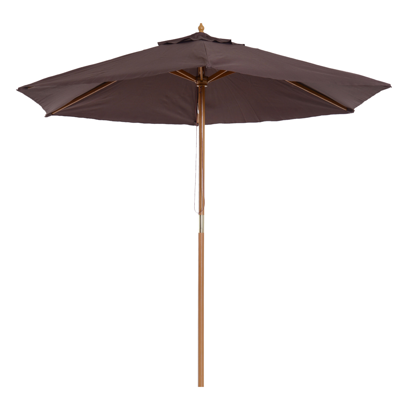 Sombrilla Tejido de Poliester y Madera Ø2,5x2,25m Café