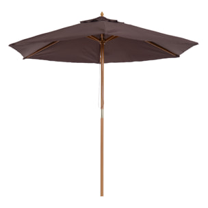 Sombrilla Tejido de Poliester y Madera Ø2,5x2,25m Café