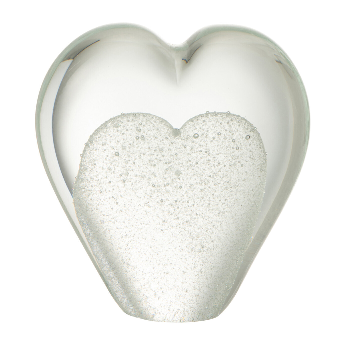 J-Line presse-papier Coeur - verre - blanc - small