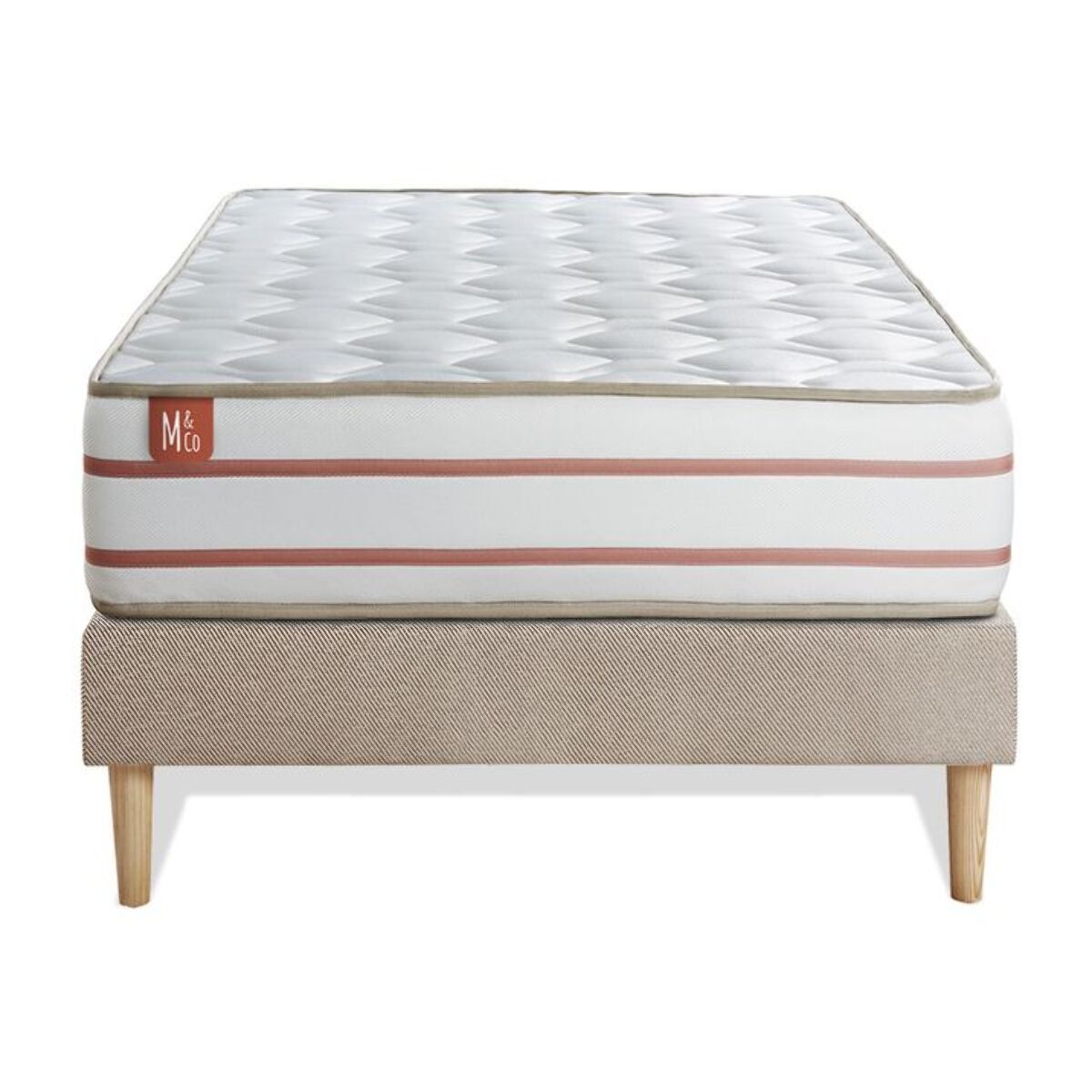 Ensemble Matelas Le Doux - 24cm - Mémoire de forme - Zéro transfert de mouvement - Sommier Tapissier Beige