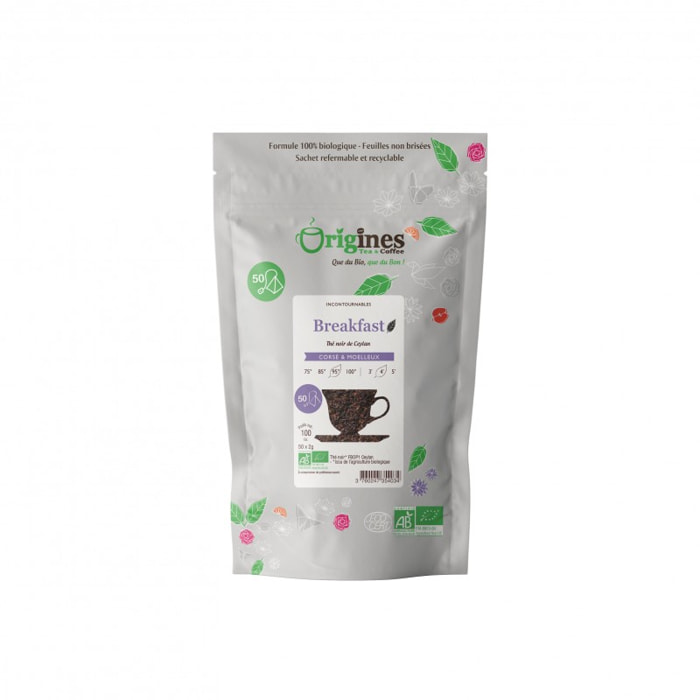 Breakfast - Thé noir Bio de Ceylan - Infusettes 50x2g