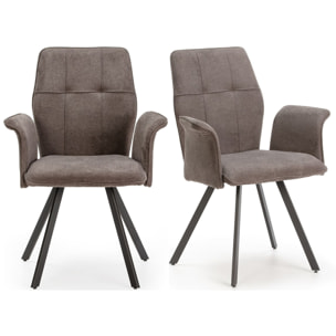 Lot de 2 fauteuils de table en tissu - ALANN