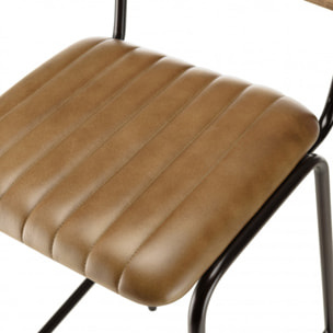 MARCEL - Lot de 2 tabourets de bar assise matelassée cuir dossier droit