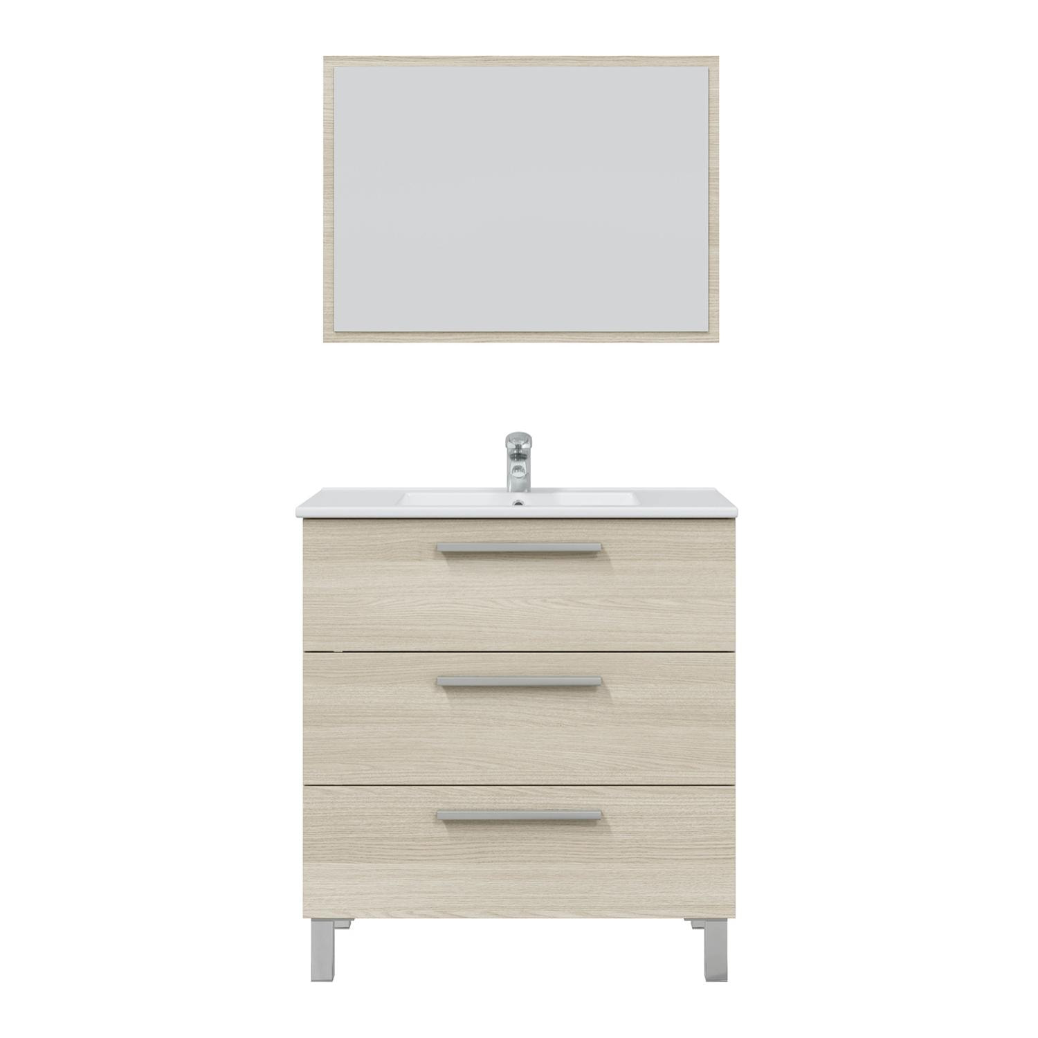 Mueble baño alise 3c 80cm color roble con espejo, sin lavabo