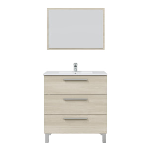 Mueble baño alise 3c 80cm color roble con espejo, sin lavabo