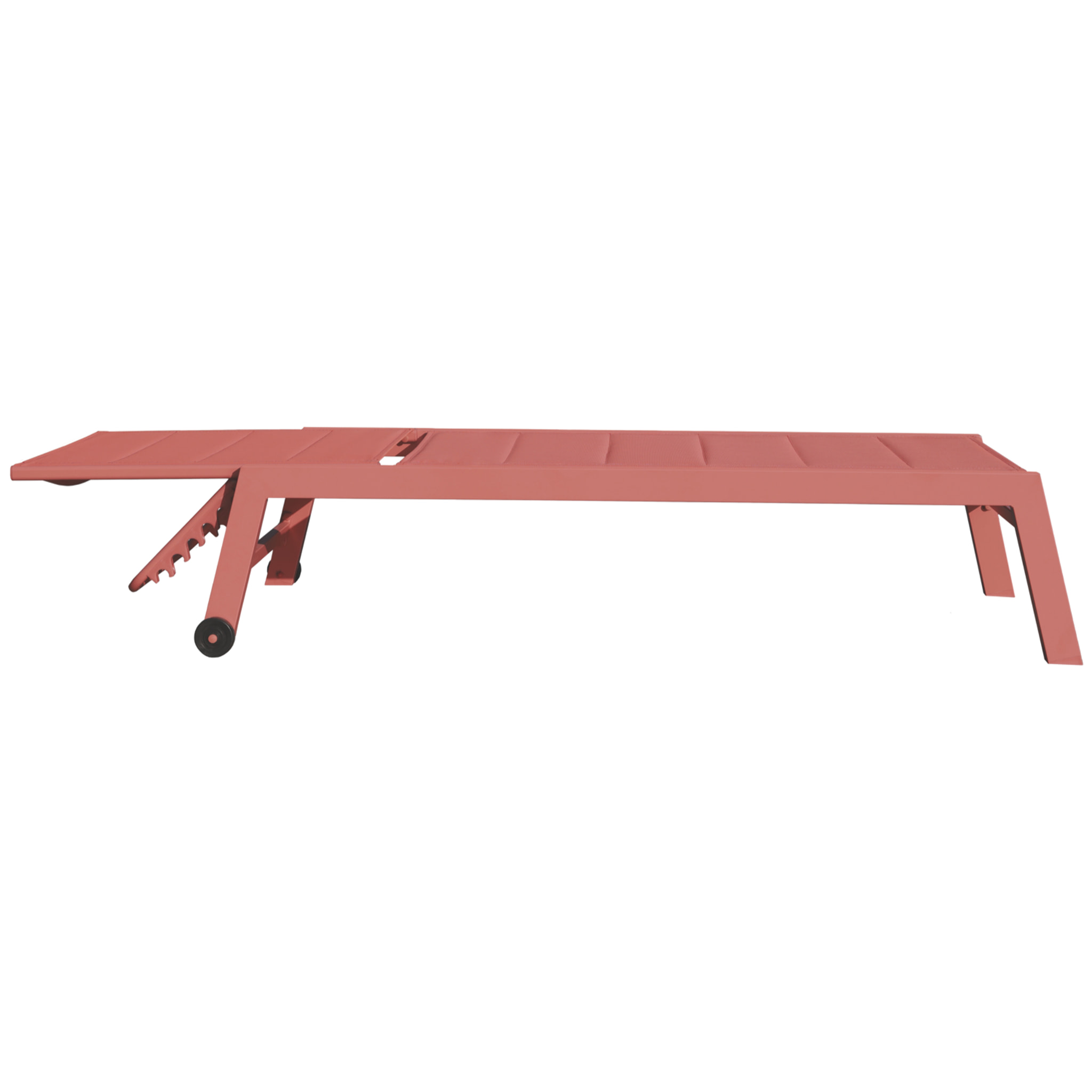 Lot de 2 bains de soleil BARBADOS en textilène terracotta - aluminium terracotta