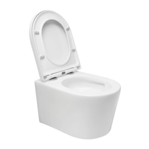 Brevis WC suspendu sans bride avec abattant SoftClose, rinçage Vortex, fixations invisibles, blanc (SATBRE010RTORP)