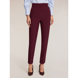 Motivi - Pantalones carrot de talle alto - Burgundy