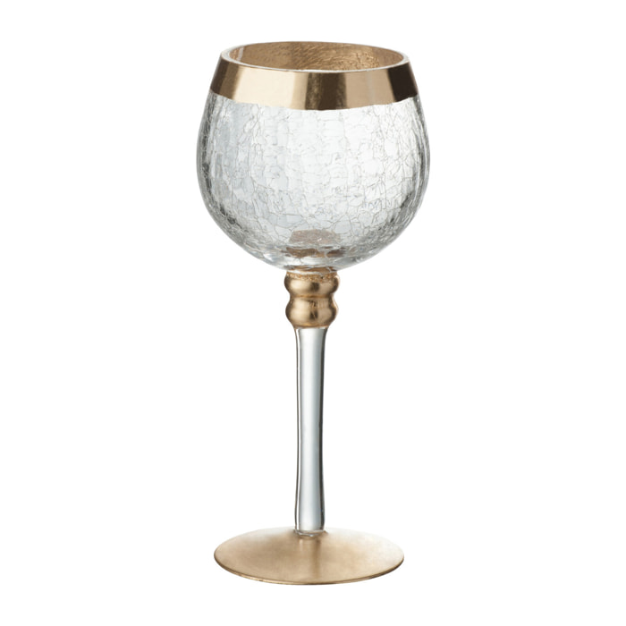J-Line bougeoir Boule Pied Craquele - verre - transparent/or - small