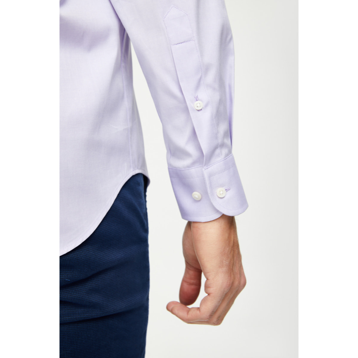 Camicia Uomo 1 Bottone Button Down Con Taschino Super Oxford Unito Lilla