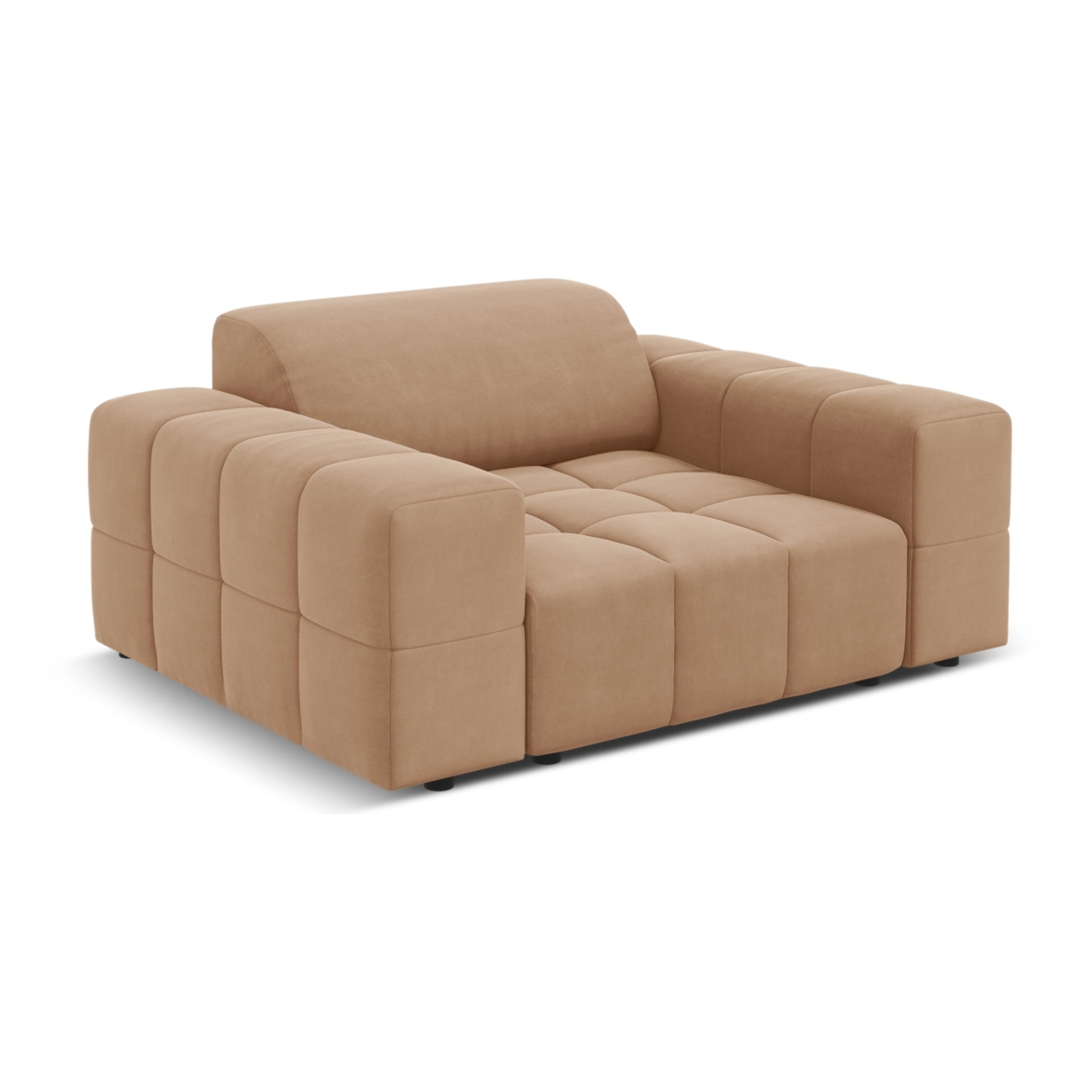 Fauteuil "Luc" en velours beige foncé