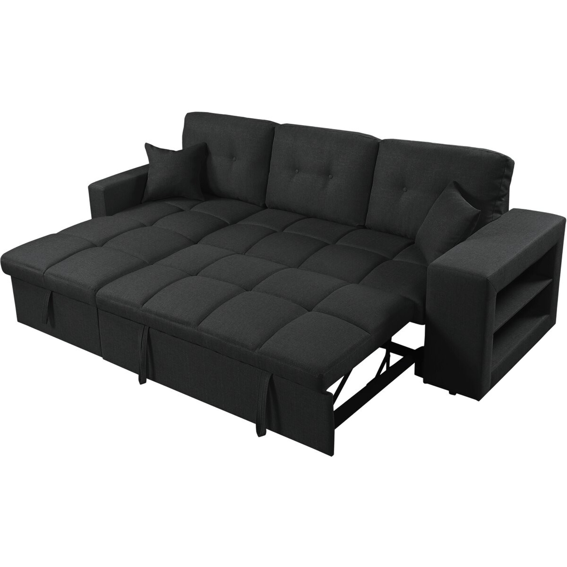 Canapé d'angle convertible/réversible tissu style bubble "Axel" - 3 places - Noir