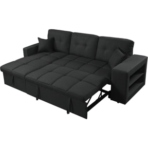 Canapé d'angle convertible/réversible tissu style bubble "Axel" - 3 places - Noir