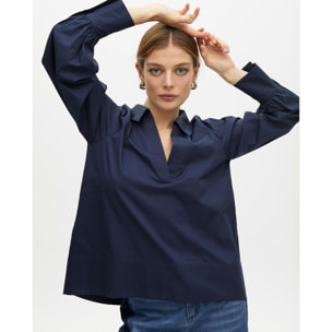 Camicia in popeline con maniche a sbuffo