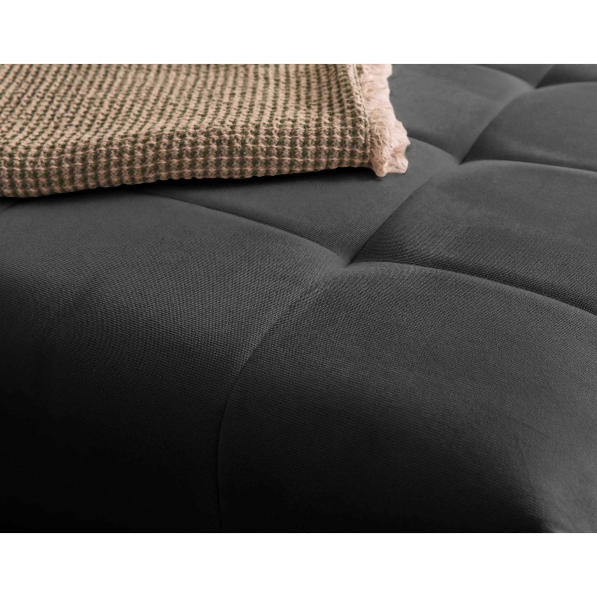 Petra - canapé d'angle réversible - convertible avec coffre - 4 places - en velours - Gris foncé