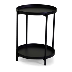 Tavolino Vacchetti in metallo nero tondo a 2 piani cm ø40h50