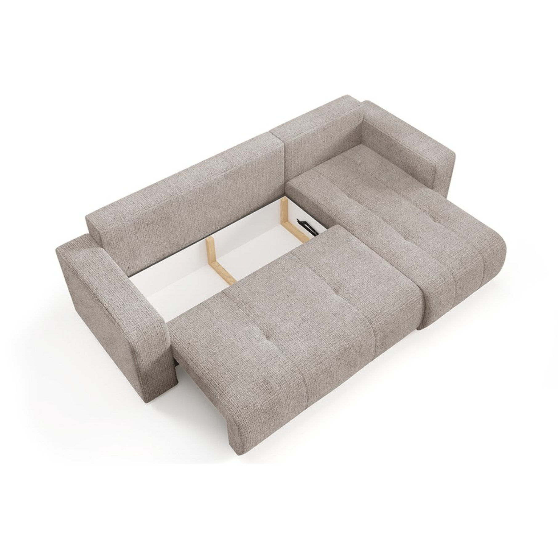 AURORE - Canapé d'angle droit 3 places en tissu texturé taupe