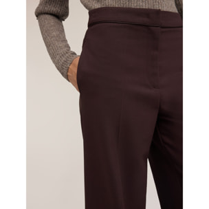 Motivi - Pantaloni palazzo in cady con inserti satin - Marrone