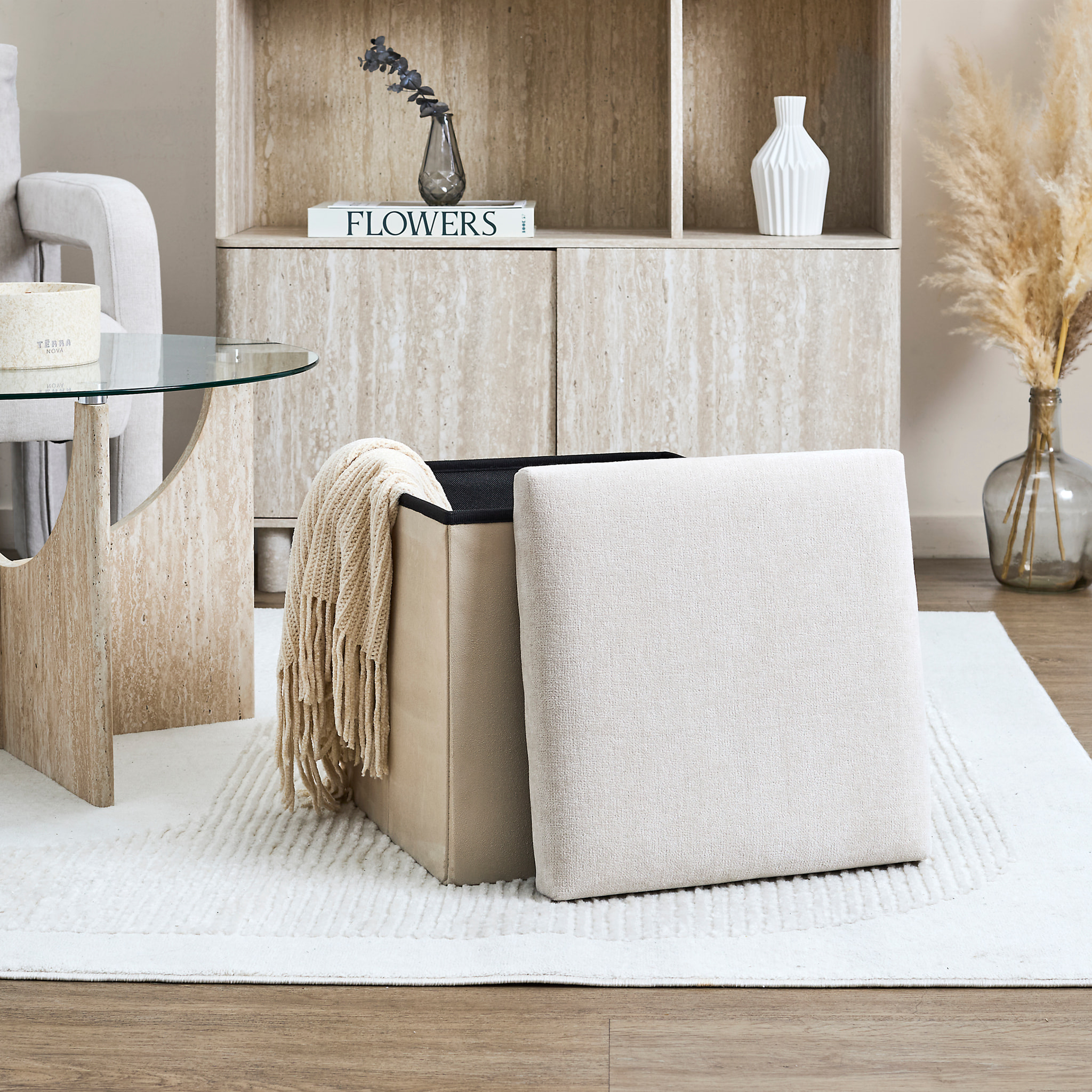 Coffre Pouf Pliable Emilia Beige