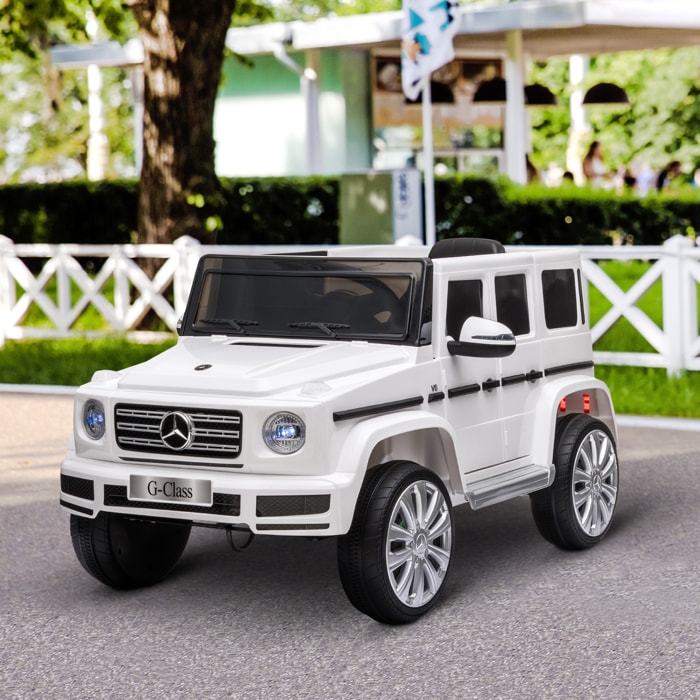 Voiture électrique enfant Mercedes Benz Classe G 12V - V. max. 5Km/h - télécommande, effets sonores, lumineux - blanc