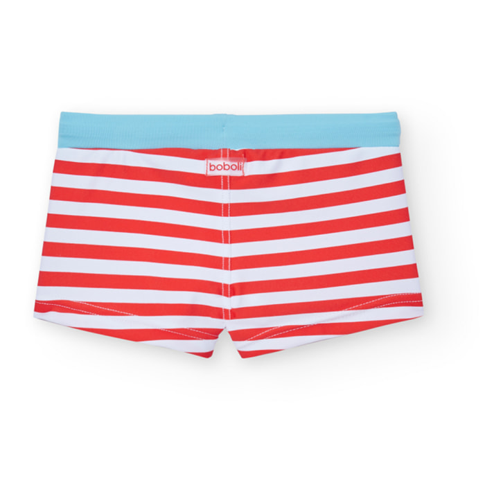 Bañador listado niño estampado de rayas, rojo