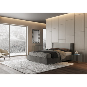 Letto matrimoniale contenitore imbottito 160x190 tessuto Labirinto 02 grigio Rosal