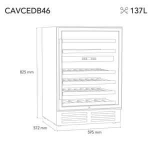 LES PETITS CHAMPS Vinoteca doble zona 46 botellas CAVCEDB46 (5°-22 °C, Sistema no frost)