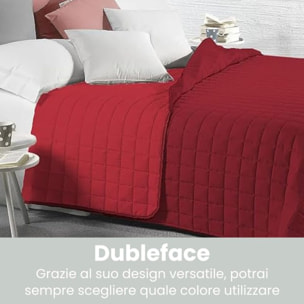 INTRECCI Copriletto Una Piazza E Mezza Estivo, Trapunta Estiva, 210x260 cm, Coperta Estiva, anche Primaverile, Double Face, Moderna, Leggera, Elegante. Colore: Bordeaux/Rosso