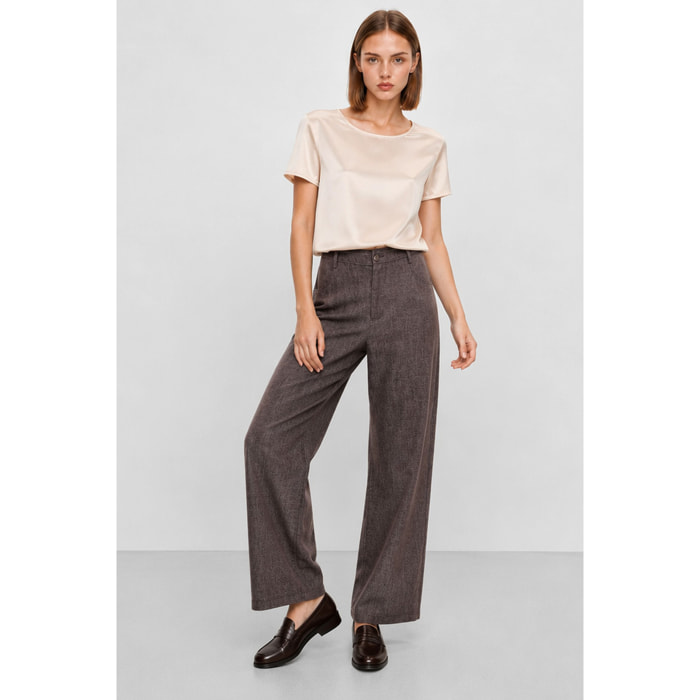 Kocca - Pantaloni da donna in lyocell a gamba larga e vita alta Donna