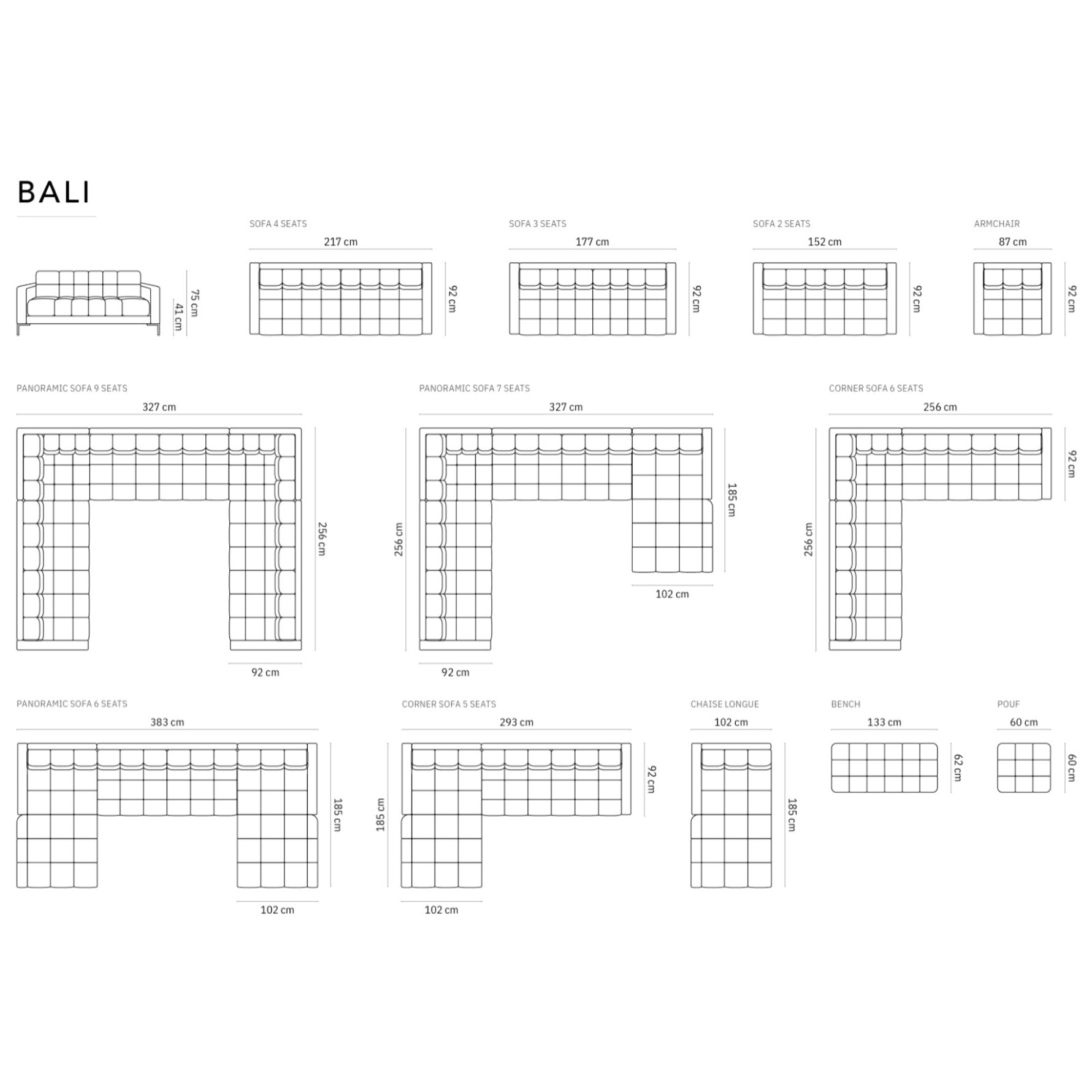 Canapé "Bali" 3 places en velours argent