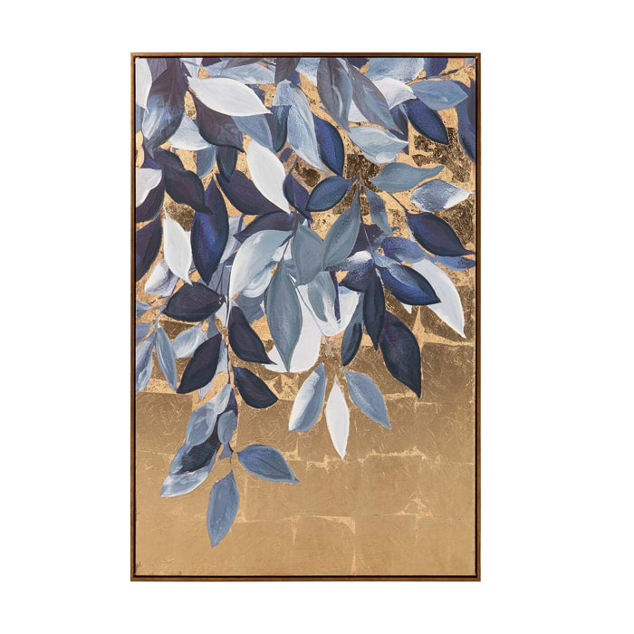 Cuadro Hojas 80% Pintado A Mano Y Foil 80x4x120 Cm