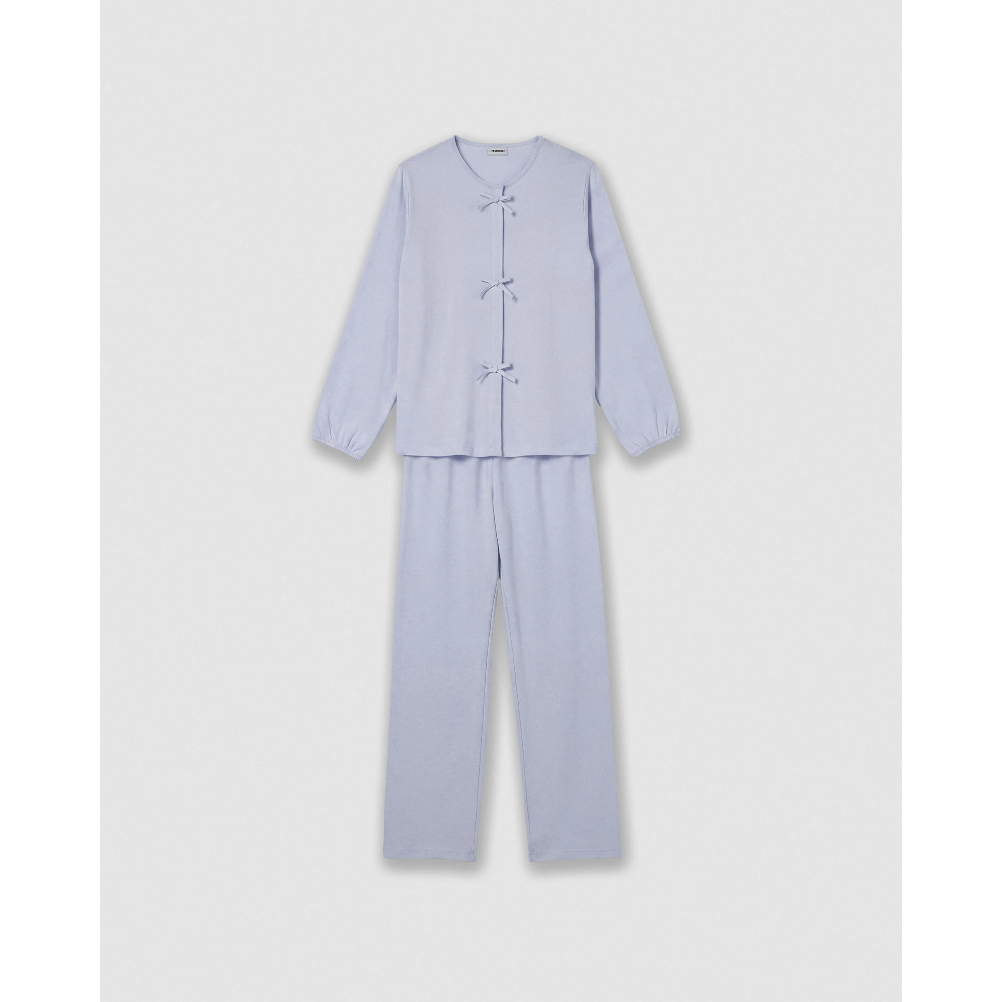 Pijama largo de algodón lazo azul agua