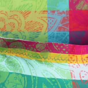 Taie d'oreiller satin de coton motif jacquard multicolore Mille dentelles floralies