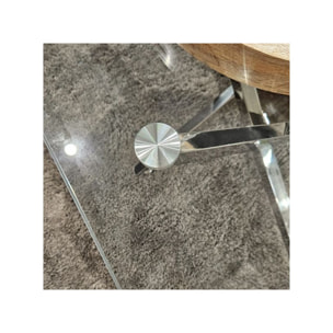Table basse L. 120 cm en verre trempé et pied en métal chromé - BENTI