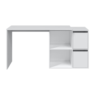 Scrivania Multiposizione Angolare O Dritta Reversibile Con 4 Ripiani Chiusi Vani A Giorno Ufficio Studio Casa Gaming Design 152 x 49 x 74 Cm Bianco