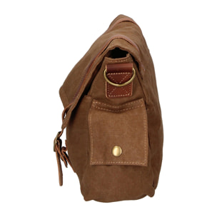 Borsa a spalla unisex - Modello Mina - Canvas e vera pelle - 24.0 x 34.0 x 10.0 cm