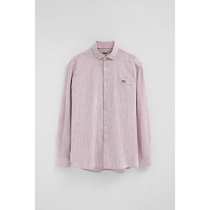 Camicia cotolino a righe rossa regular fit con ricamo Polo Club