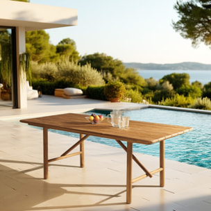 COLINE - Table à manger de jardin 200x100cm en bois de teck recyclé