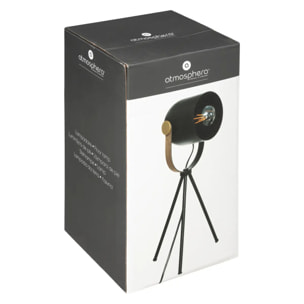 Lampe trépied "Bil" - noir - bois et doré - métal H45 cm