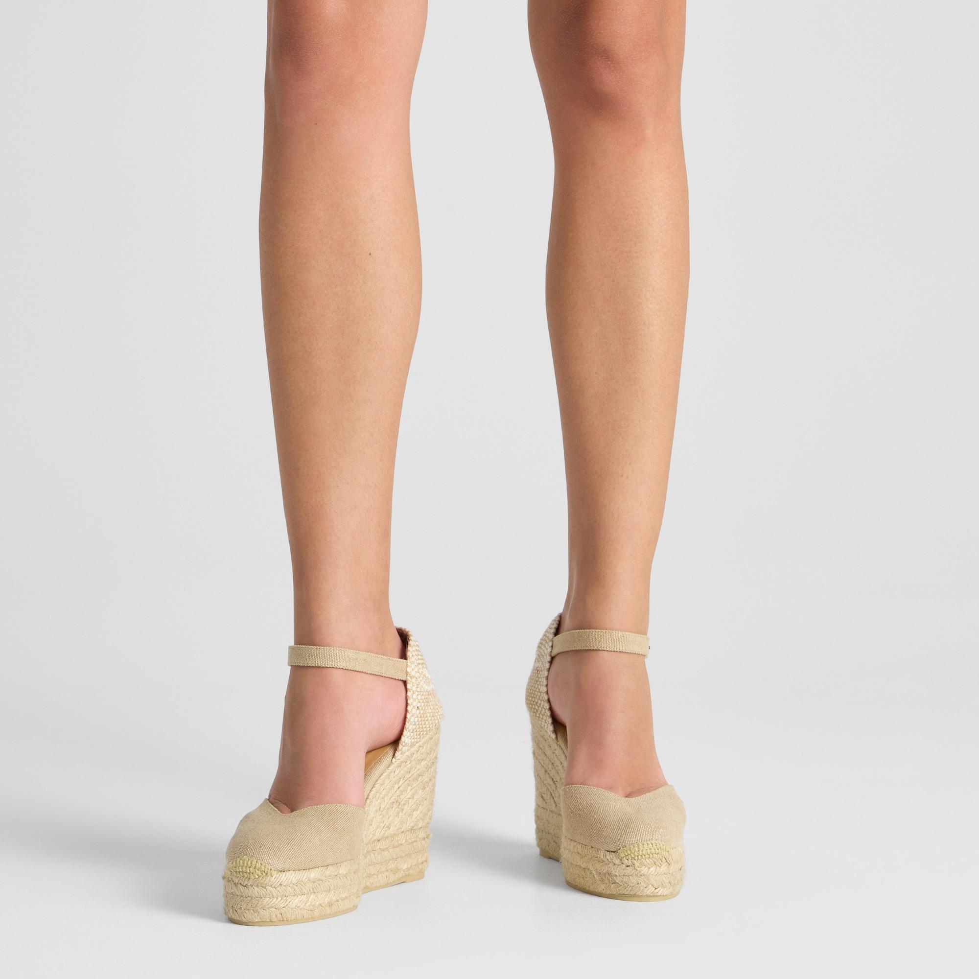 Alpargata de cuña 8 cm en lona de algodón con lazo al tobillo