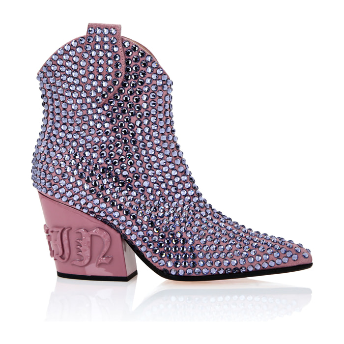 PHILIPP PLEIN CowBoy Boots Mid Heels Crystal