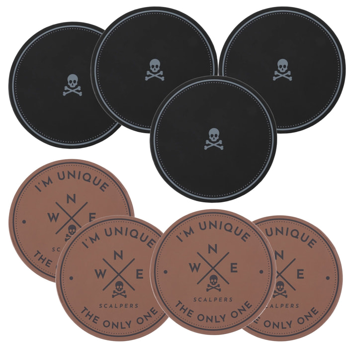 Set de 8 posavasos negros+marrones ø11cm scalpers home