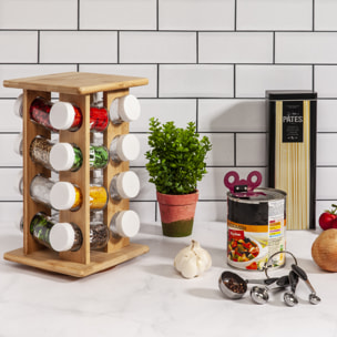 7presentoir A Epices 16 Pots En Bambou
